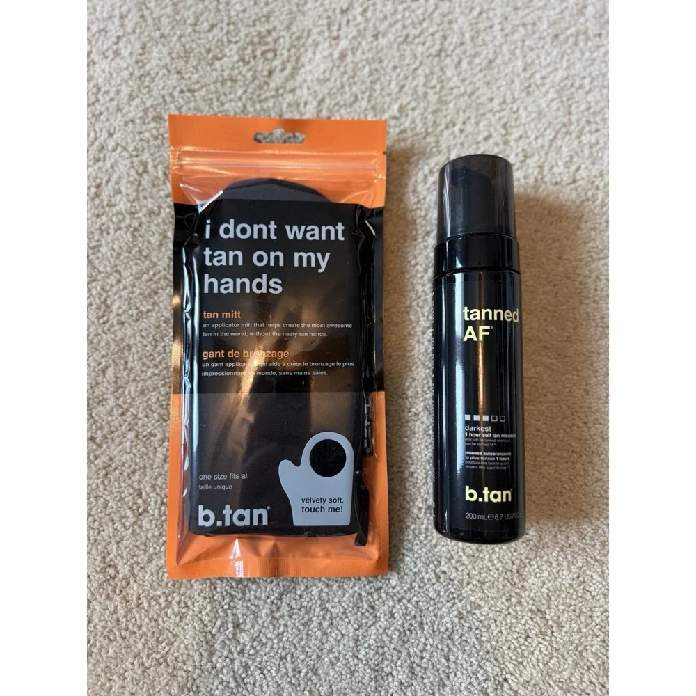 Tanned Af Dark Self Tan Mousse by B.Tan for Unisex - 6.7 oz Mousse With Tan Mitt
